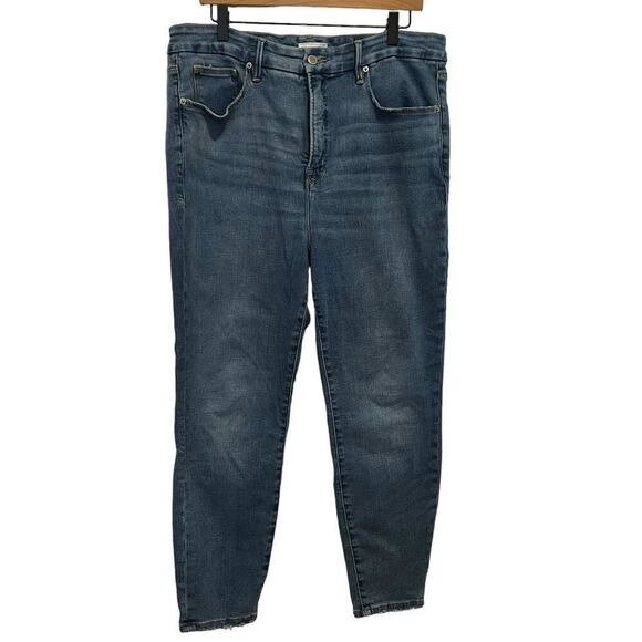 Good American Good Legs Zip Fly Crop Jeans Size 16 - Picture 1 of 5
